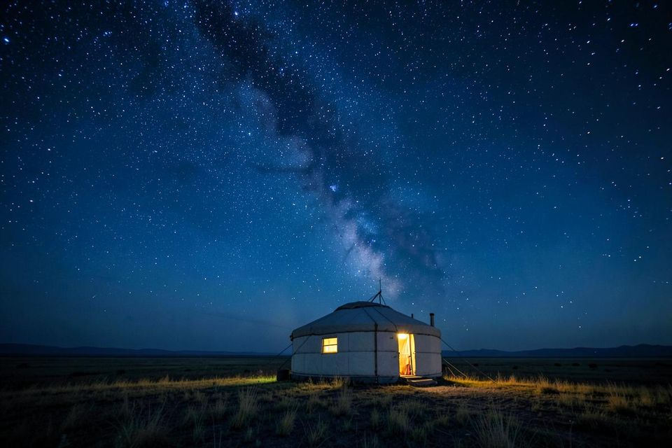 Night sky above the steppe