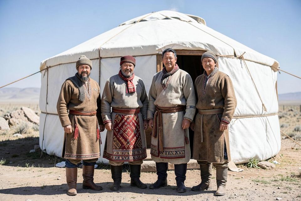 Herder family outside a ger